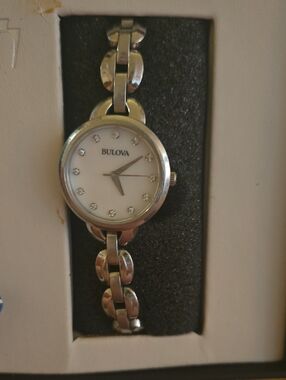 Bulova Silver-Tone Women's Bracelet Watch with Crystal Accents